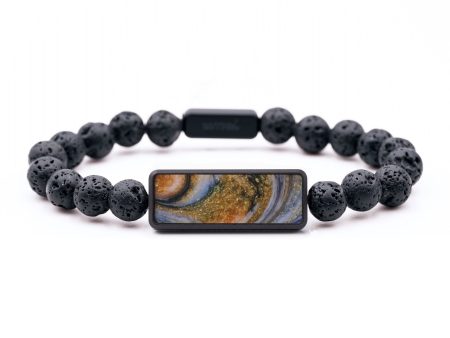 Lava Bead Wood Bracelet - Blair (Teal & Gold, 743700) For Sale