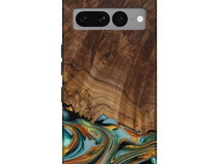 Pixel 7 Pro Wood Live Edge Phone Case - Huong (Teal & Gold, 742973) Fashion