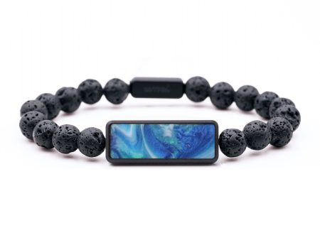 Lava Bead Wood Bracelet - Brendon (Blue, 743725) Supply